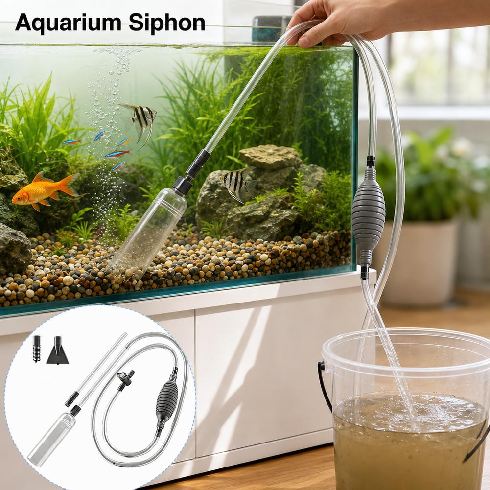 Marine Aquarium Water Change - Manueller Aquarium-Siphon Fischbecken-Wasserwechsler-Set Kiesreiniger Sandwaschpumpe Fischabfall-Saugrohr