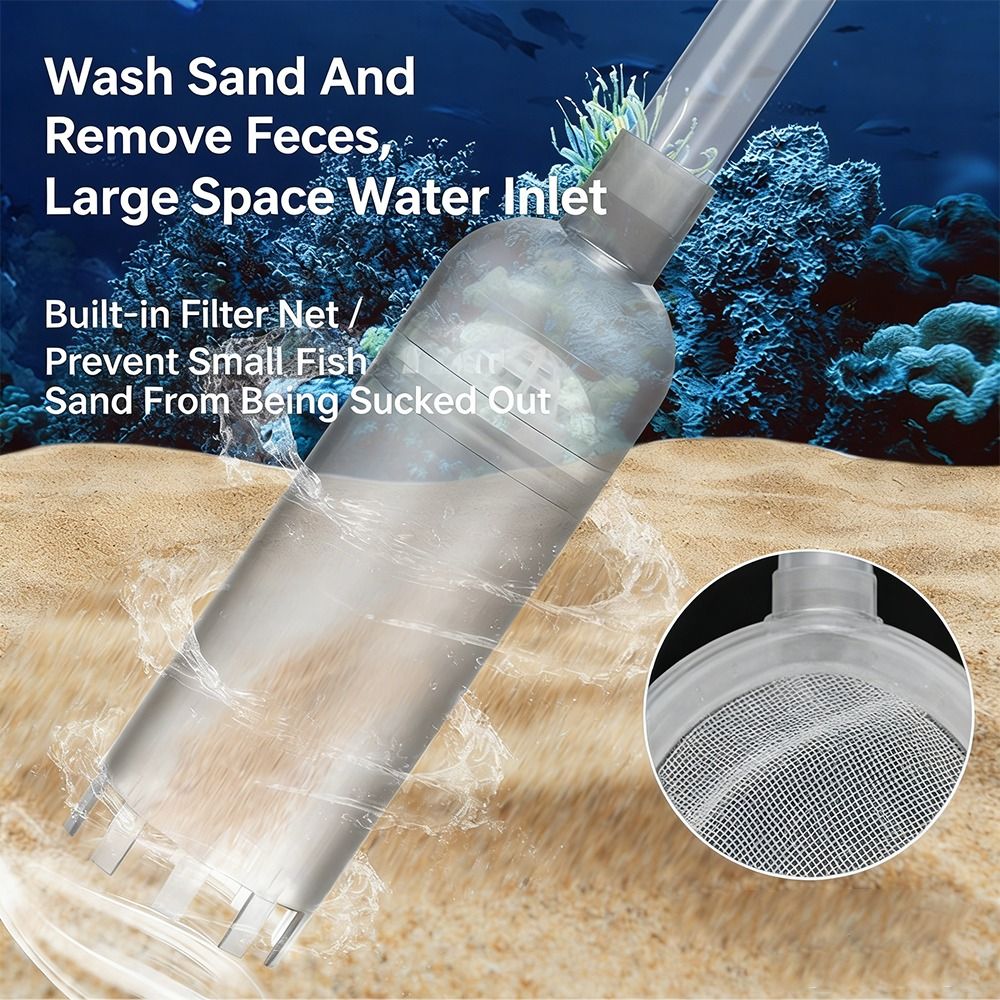 Marine Aquarium Water Change - Neue Siphon-Aquarium-Kiesreinigerpumpe mit Filterdüse, Fischbecken-Reinigungswerkzeug, Wasserwechselpumpe,