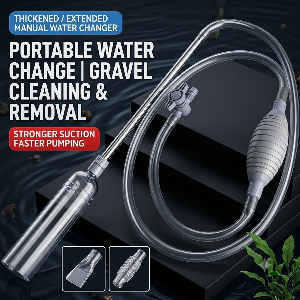 Marine Aquarium Water Change - Aquarium-Siphon, Manueller Wasserwechsler, Fischbecken-Kiesreiniger, Fischkot-Saugwerkzeug