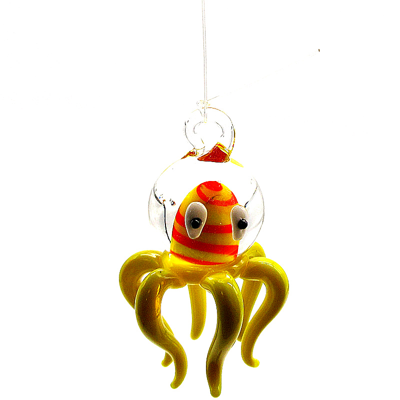 Marine Aquarium Europe - Mikro-Ozeanwelt Aquarium-Dekoration Anhänger Handgefertigte Schwimmende Glas-Oktopus-Figur