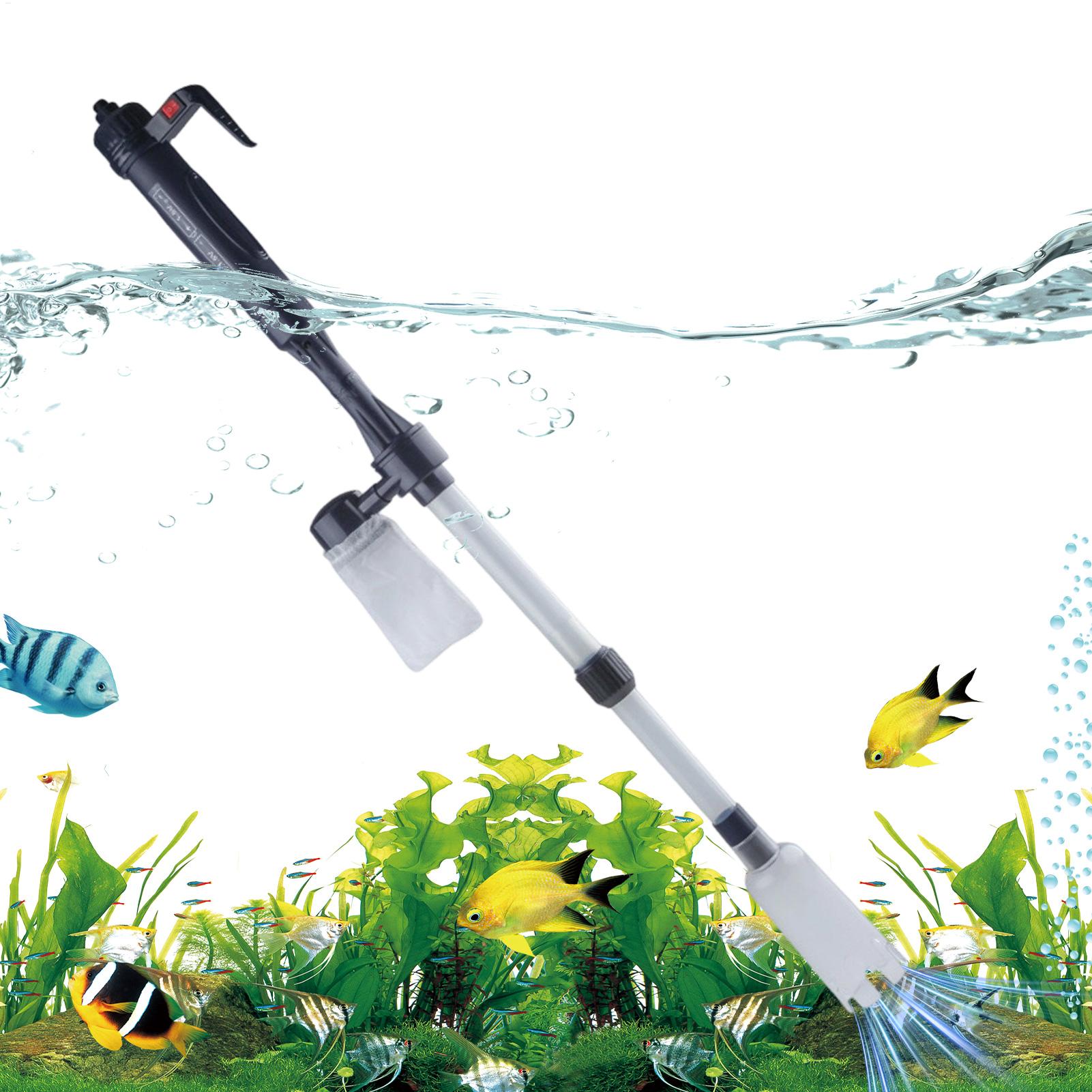 Marine Aquarium Water Change - Aquarium-Staubsauger, verstellbar, teleskopisch, USB-betrieben, tragbares Aquarium-Wasserwechselsystem,